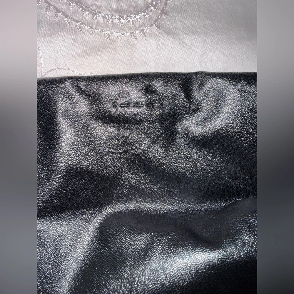 SHEIN Black Faux Leather Ruched Mini Skirt Draped Side Size L